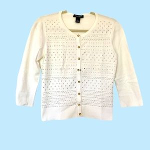 White House Black Market jeweled 3/4 sleeve cardigan